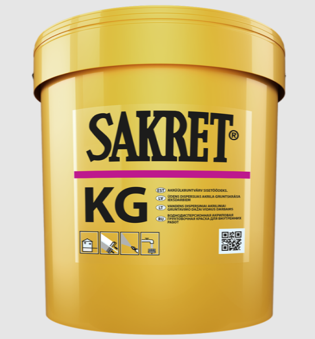 Sakret KG grunts - 10,0 L. Ūdens dispersijas akrila grunts - griestu krāsa iekšdarbiem.